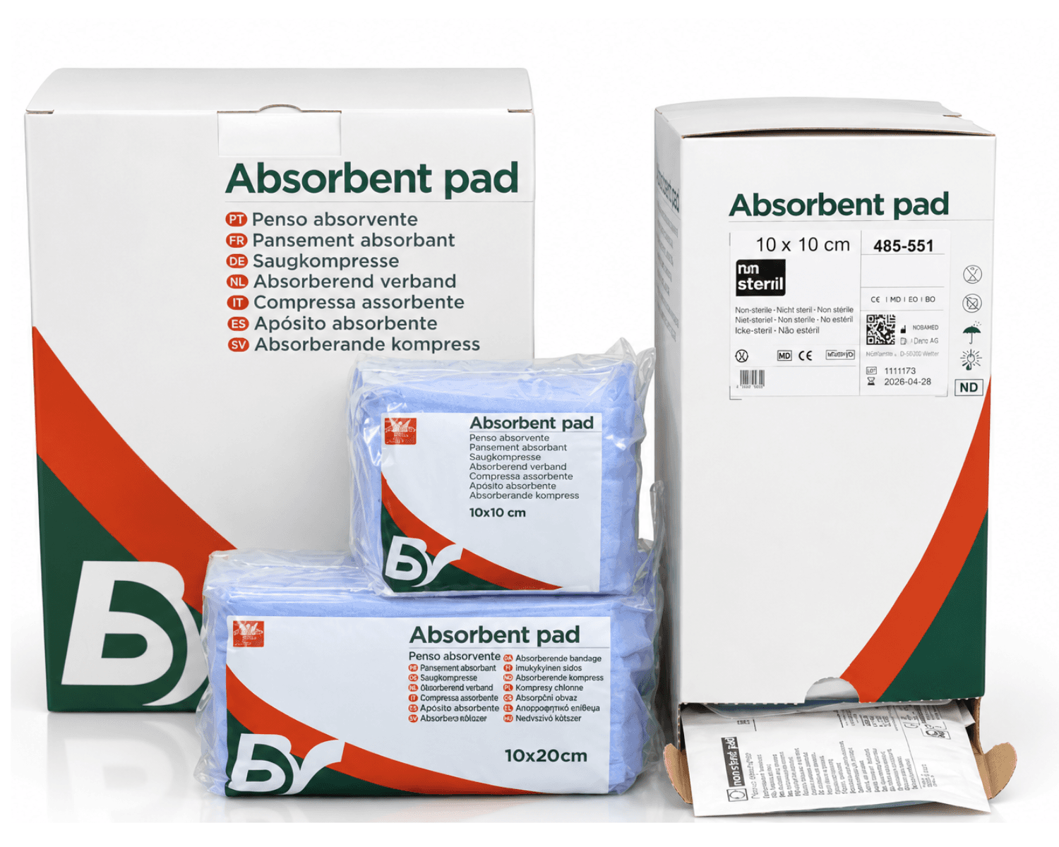 Absorbējošas paketes bez līpošas daļas, sterilas