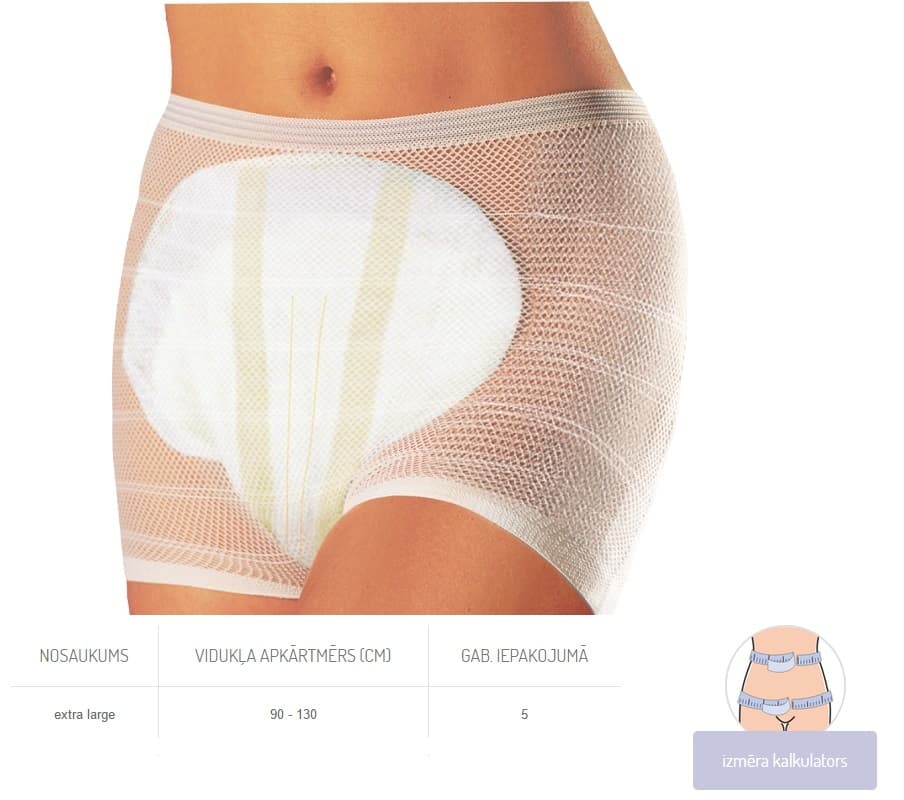 Seni Fix Plus Extra Large elastīgās fiksējošās biksītes. Iepakojumā 5 gab.