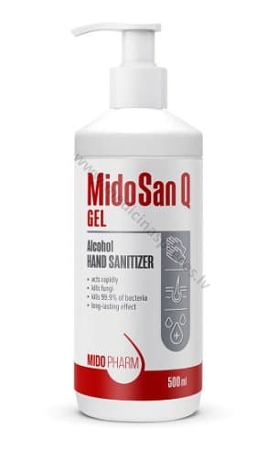 Mido San Q gel 500ml, roku dezinfekcijas līdzeklis.
