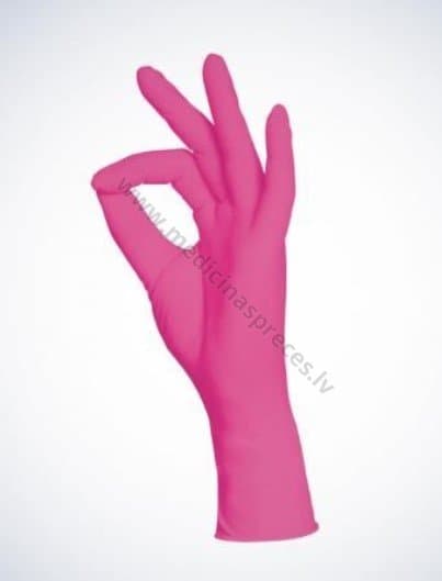 Style Grenadine rozā nitrila cimdi, nepūderēti, nesterili. Iepakojumā 100 gabali.